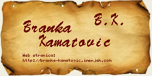 Branka Kamatović vizit kartica
